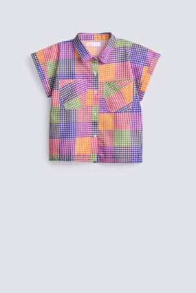 GIRLS CHECKERED BUTTON DOWN SHIRT