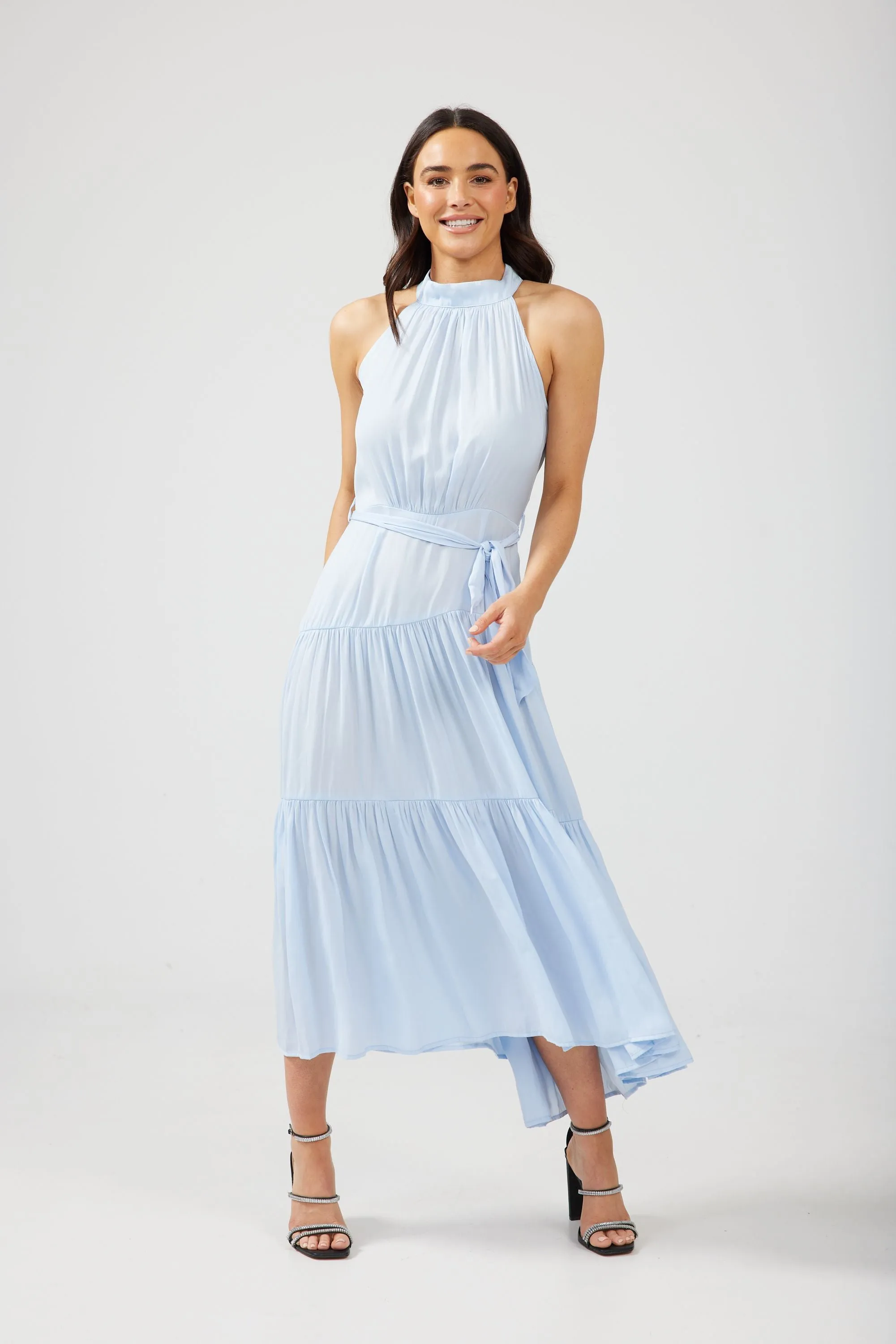 Greta Dress (Pond Blue Silky)