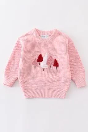 Hand made pink christmas tree sweater