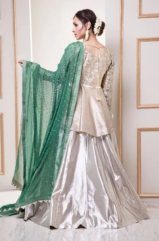 Handwork Embroidered Organza Peplum Style Lehenga | SHAHIZAIB Vol 2 | L201927