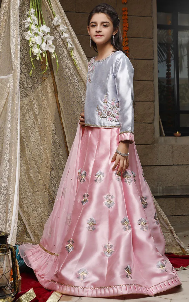 Handwork Embroidered Taffeta Lehenga Choli | WC1920 | L3008