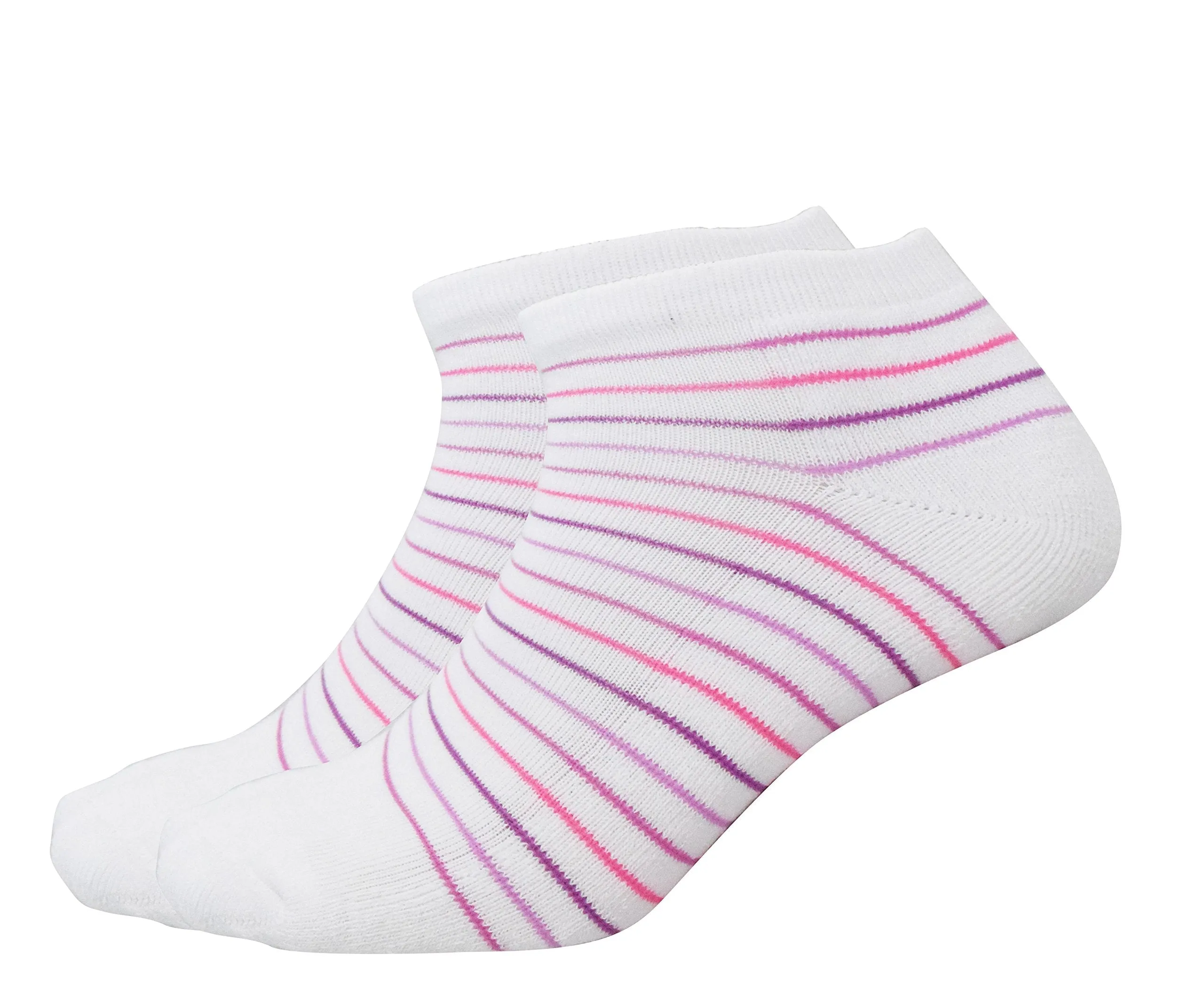 Hanes Girl's Low Cut 4 Pair Value Pack Striped Colorful White Socks Size 4-10