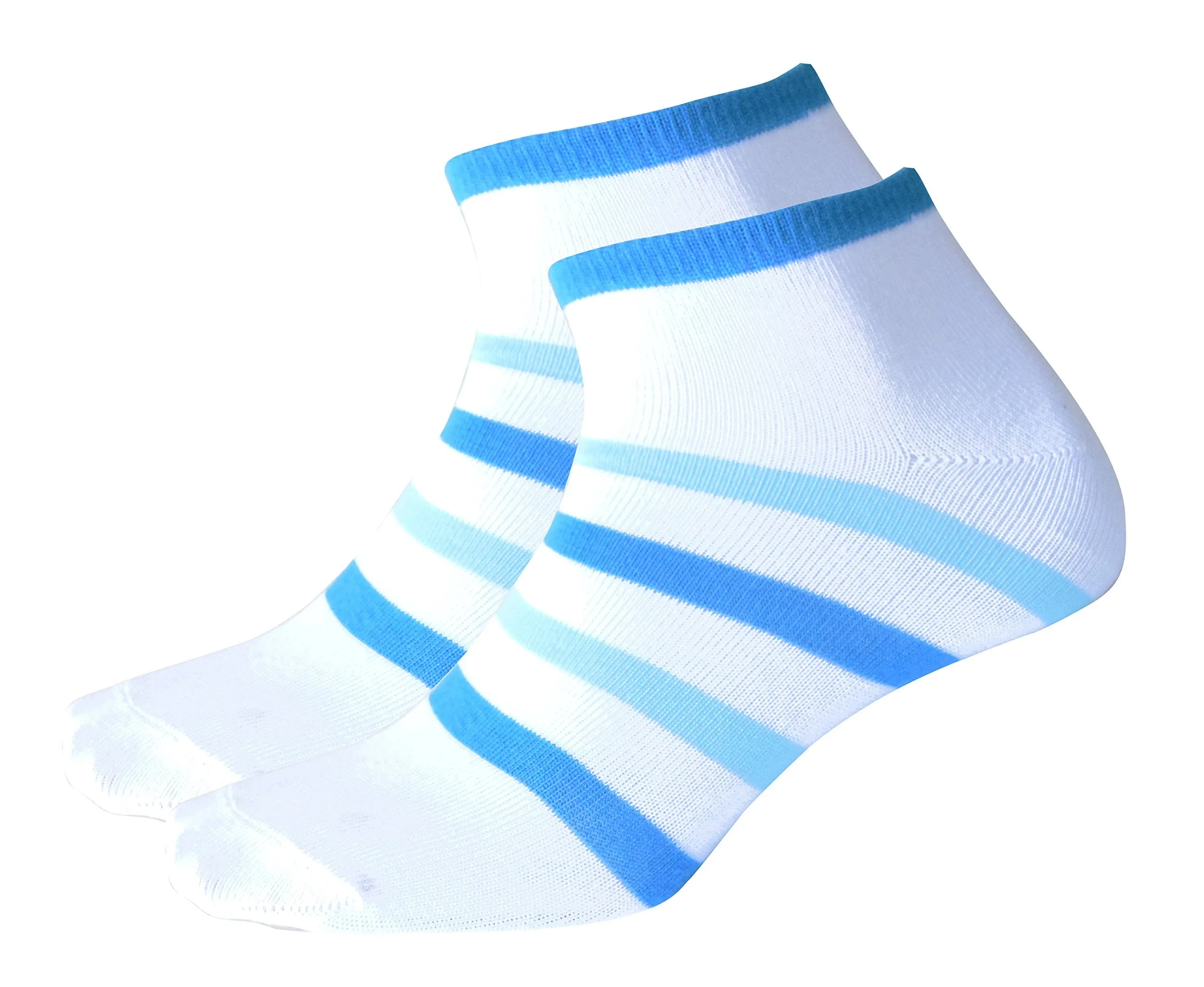 Hanes Girl's Low Cut 4 Pair Value Pack Striped Colorful White Socks Size 4-10