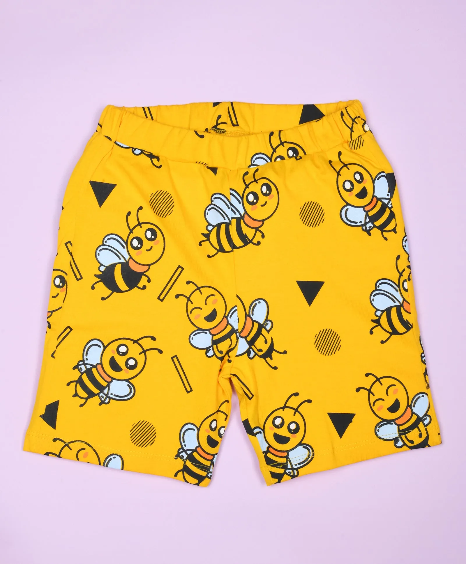 Honeybee Pattern Half Sleeves T-Shirt & Shorts Set