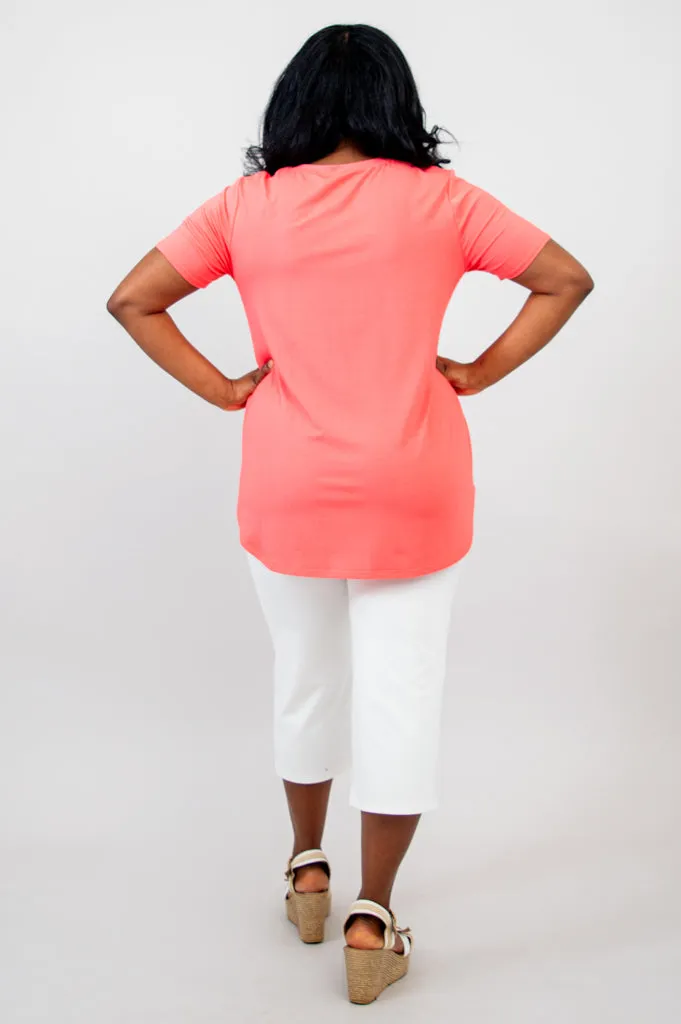 Jackie S/S Top, Coral, Bamboo