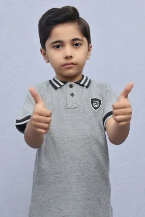 Kids Collared Polo Shirt Grey