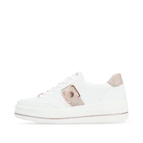 Ladies Remonte Lace Up Trainers Sneakers White/Rosegold  D1C02-80 sale