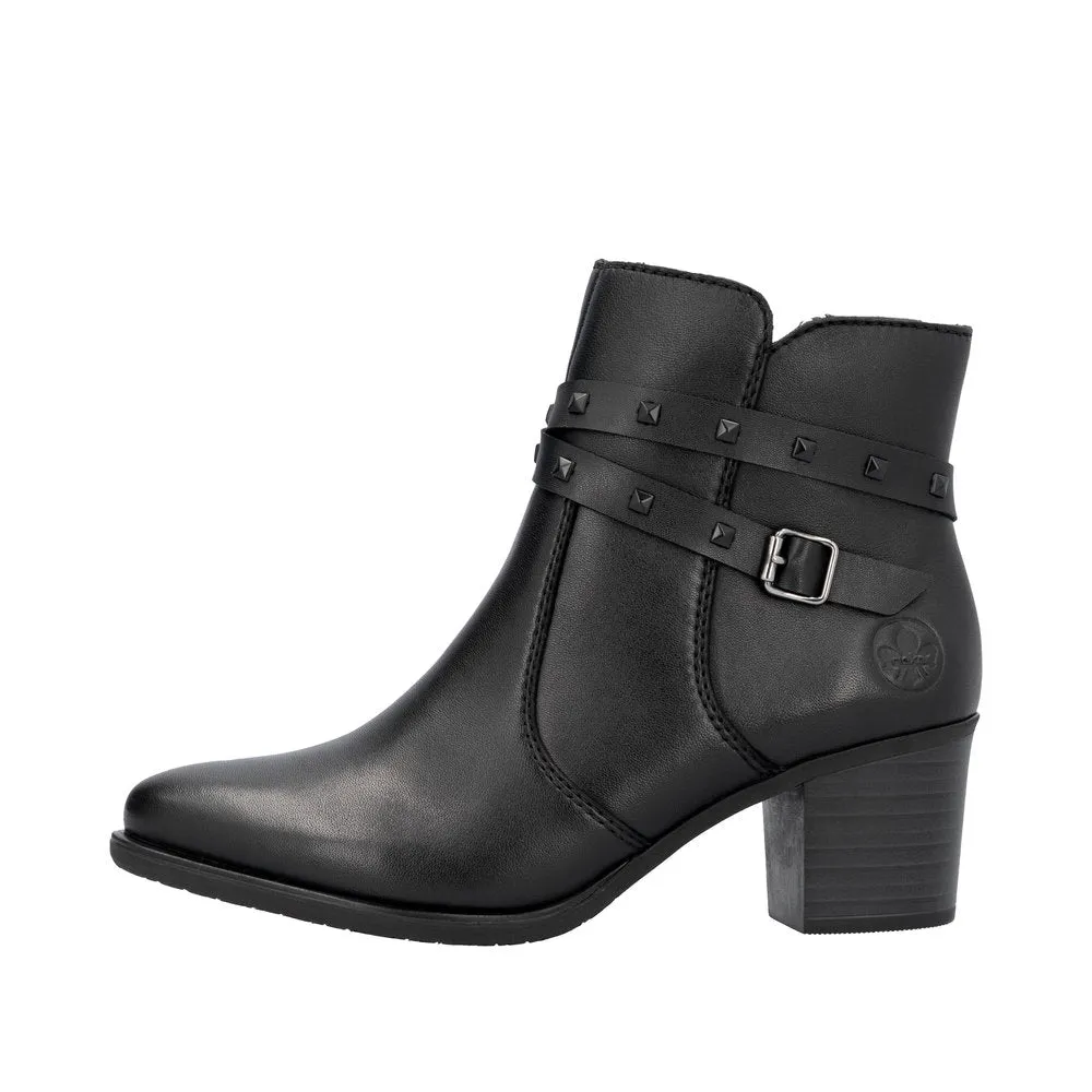 Ladies Rieker Boot Black Leather Zip Y2059-00