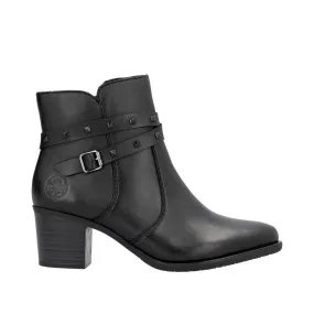 Ladies Rieker Boot Black Leather Zip Y2059-00