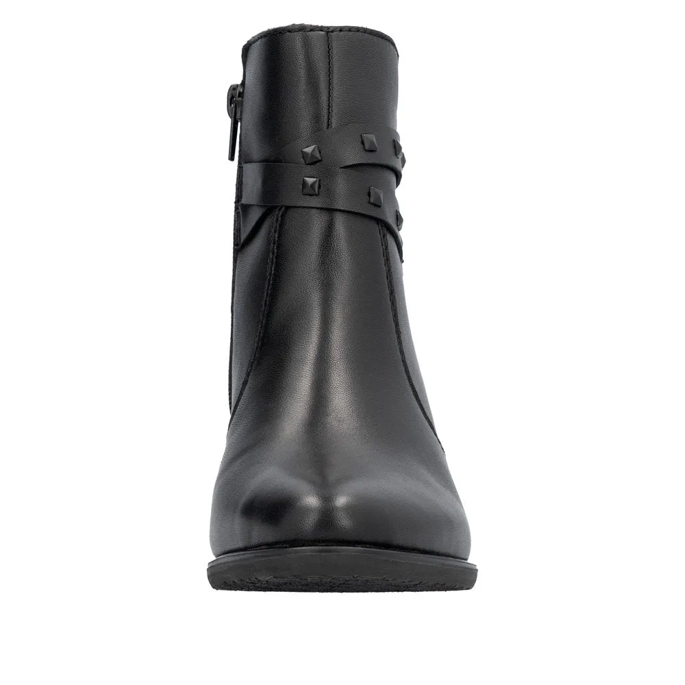 Ladies Rieker Boot Black Leather Zip Y2059-00