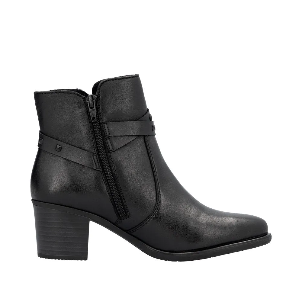 Ladies Rieker Boot Black Leather Zip Y2059-00