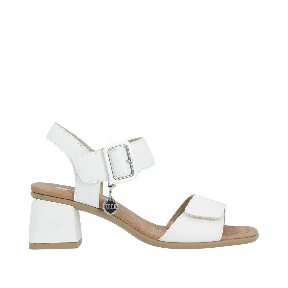 Ladies White Leather Remonte Sandals Low Heel Strap D1K51-80 sale