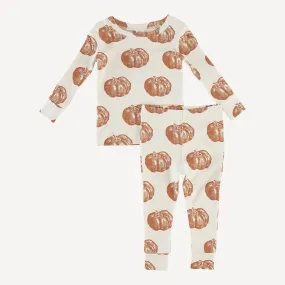 long sleeve crew neck pj set | harvest pumpkin | organic cotton interlock