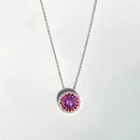 Lotus Certified Star Ruby Halo Necklace