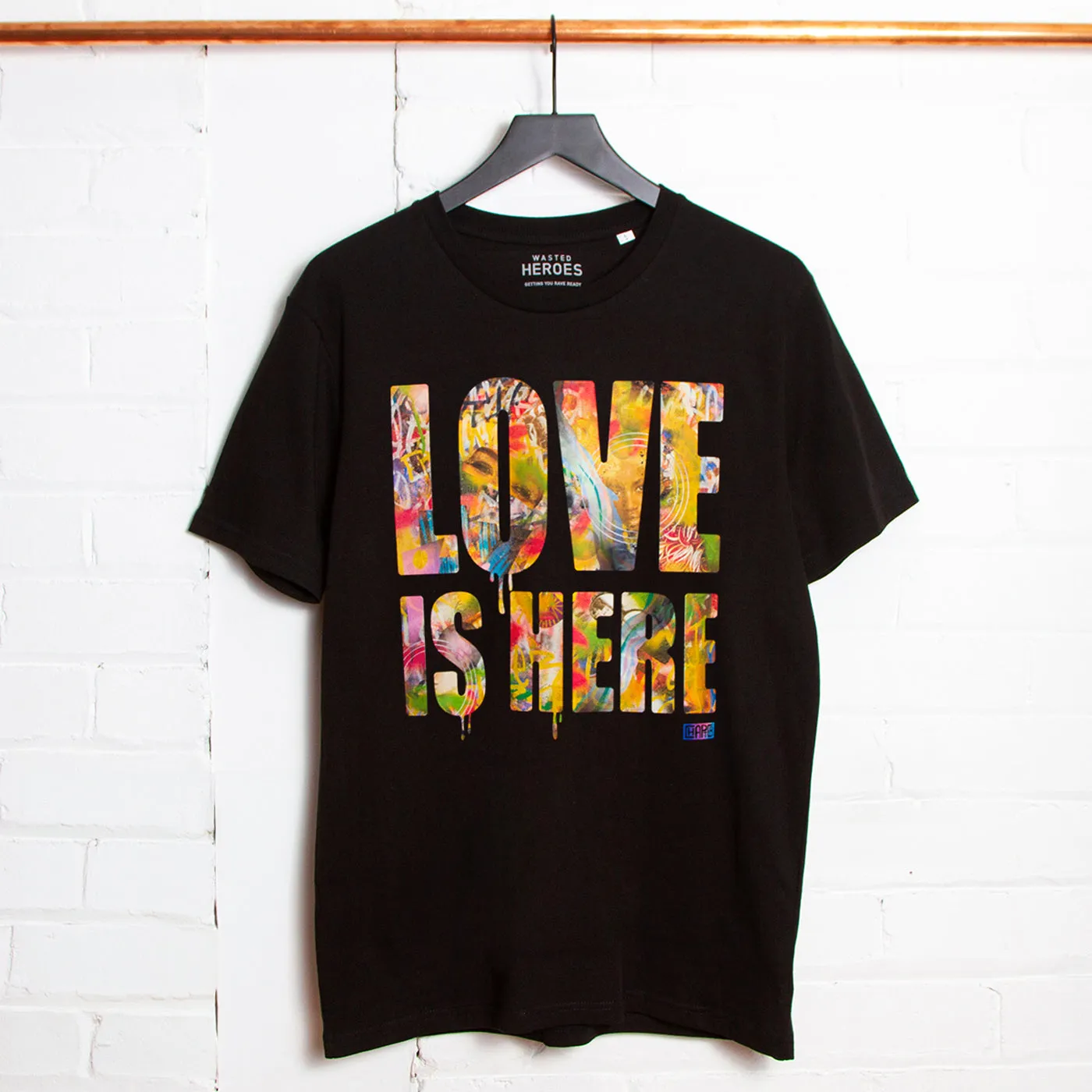 Love Is Here Front Print - Tshirt - Black