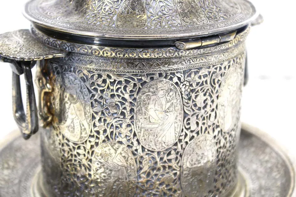 Mappin & Webb Qajar Style Silver Plated Biscuit Box