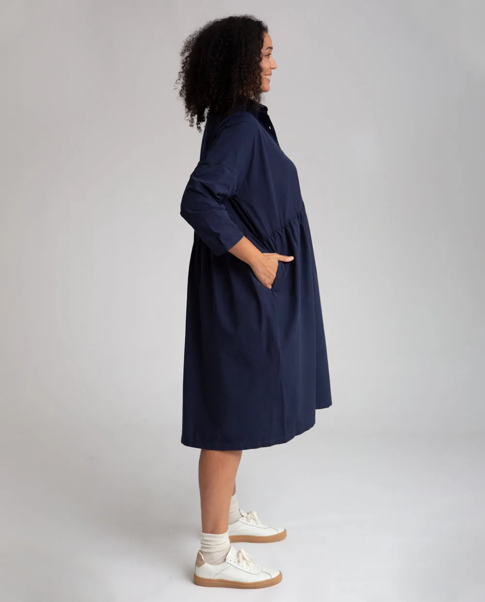 Marge Organic Cotton Dress In Navy