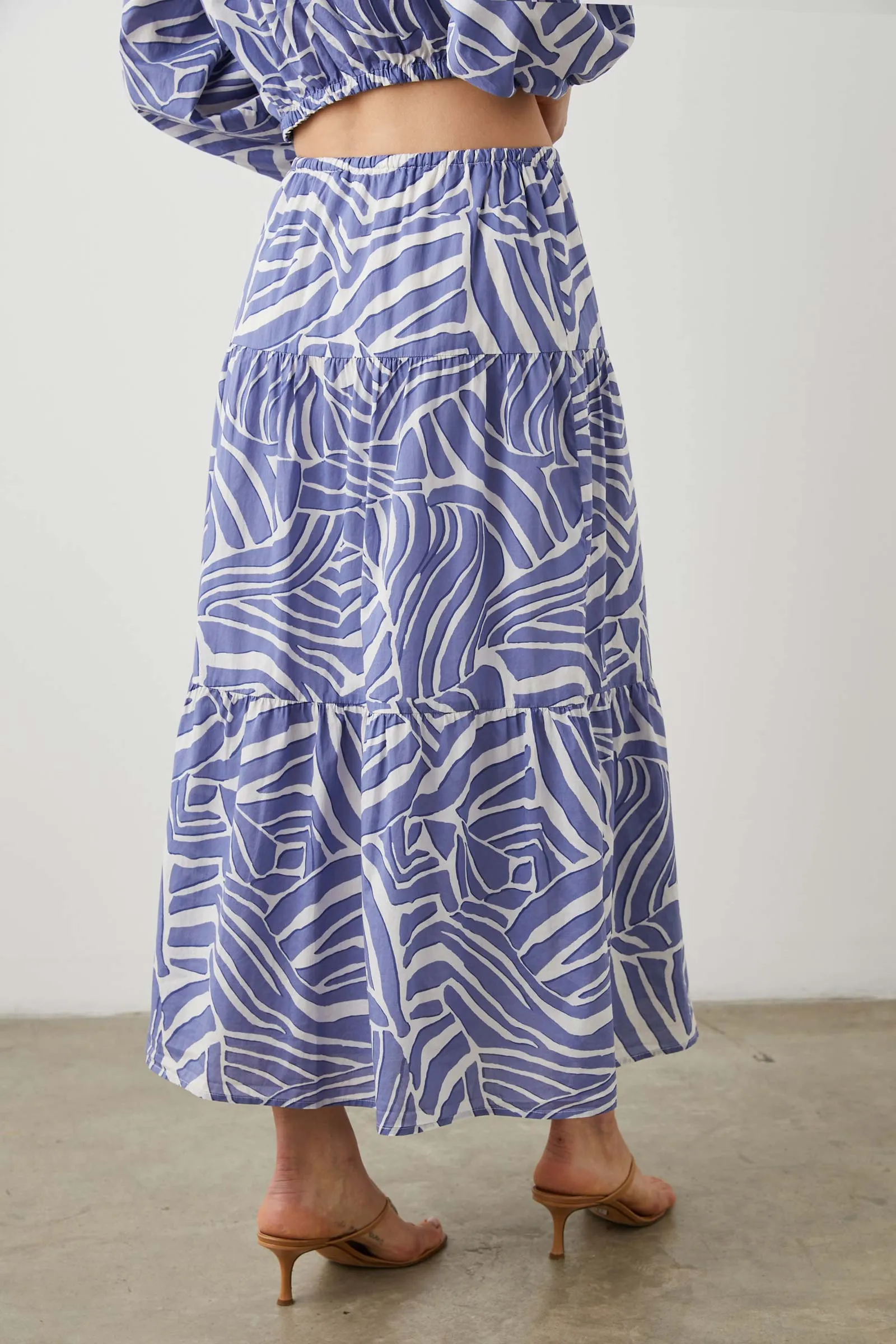 Mary Wave-Print Cotton Skirt