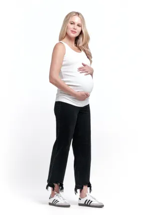 Maternity Wide Leg with Bellyband in Sterling