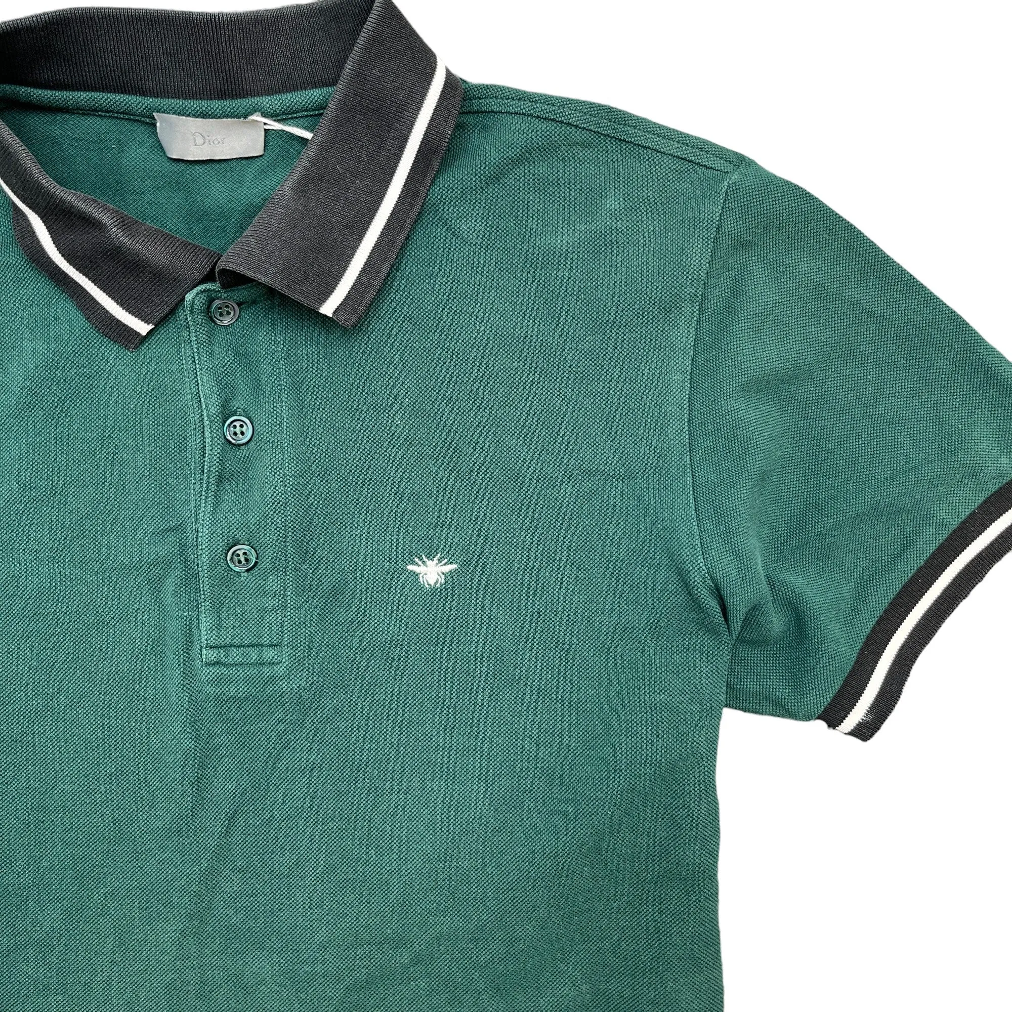 Men's Embroidered Bee Polo Shirt Green Size S