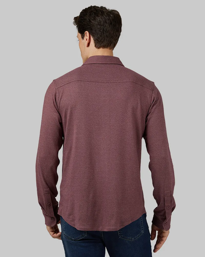 MEN'S SOFT STRETCH KNIT LONG SLEEVE BUTTON-UP