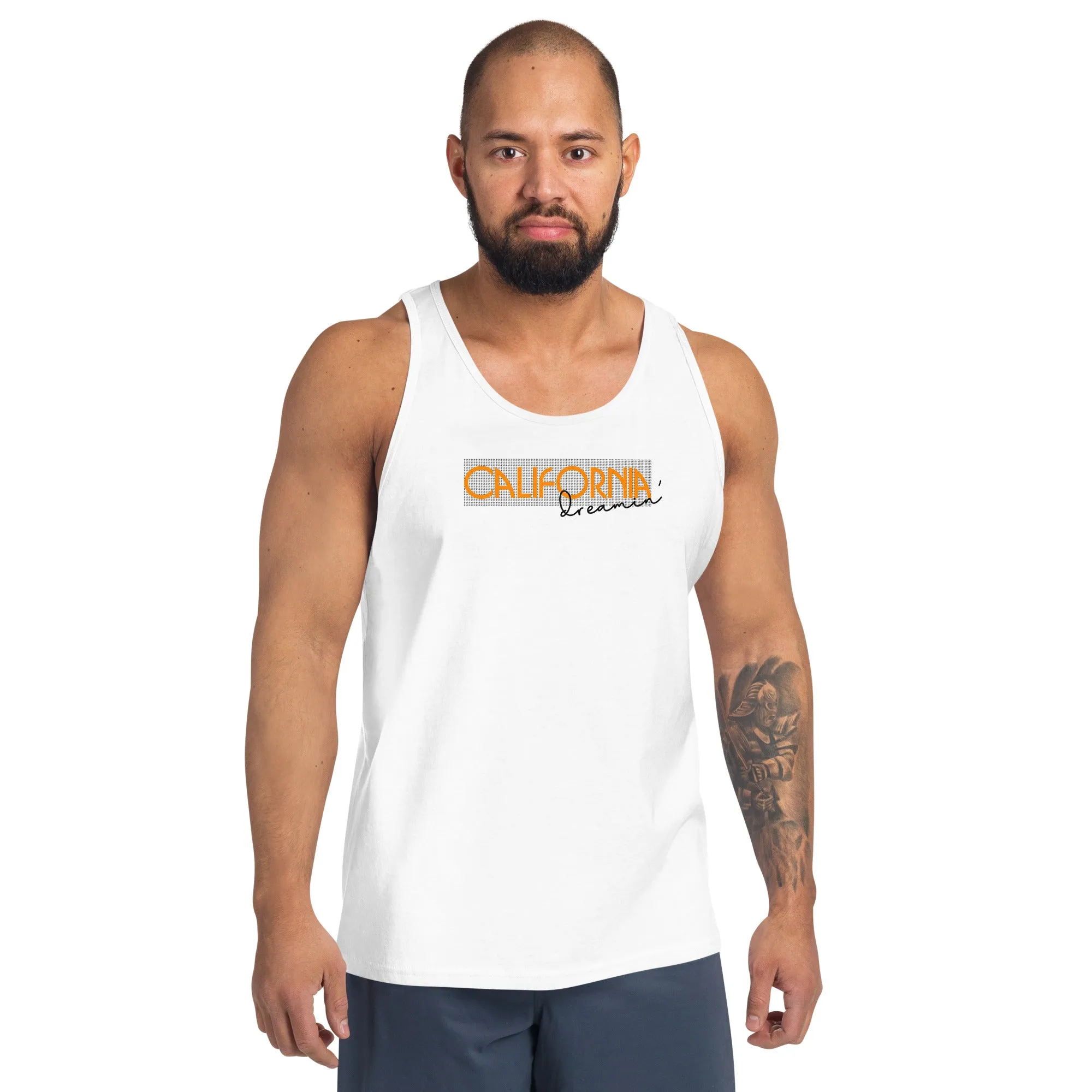 Men's Text And City Theme Graphic Tank Top