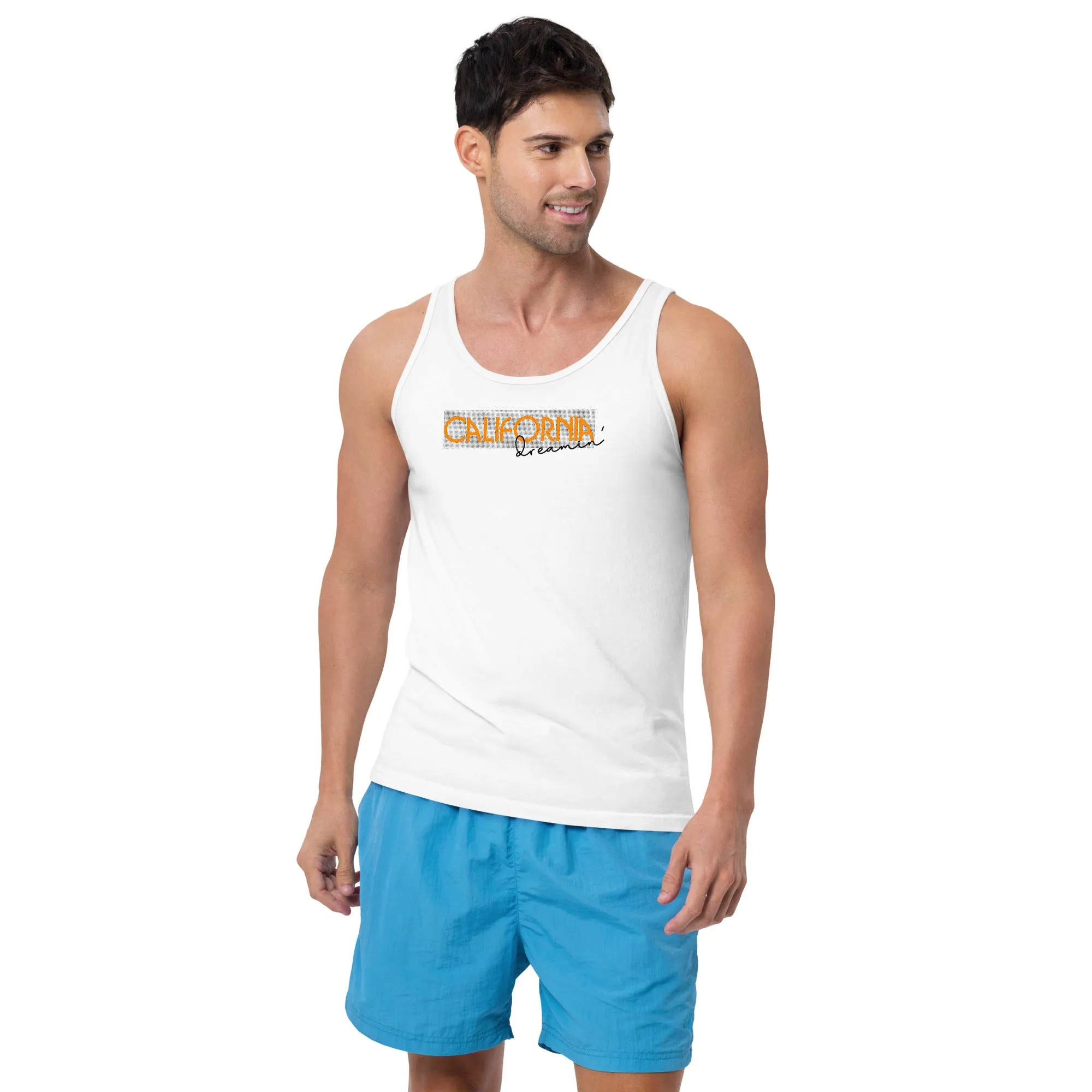 Men's Text And City Theme Graphic Tank Top