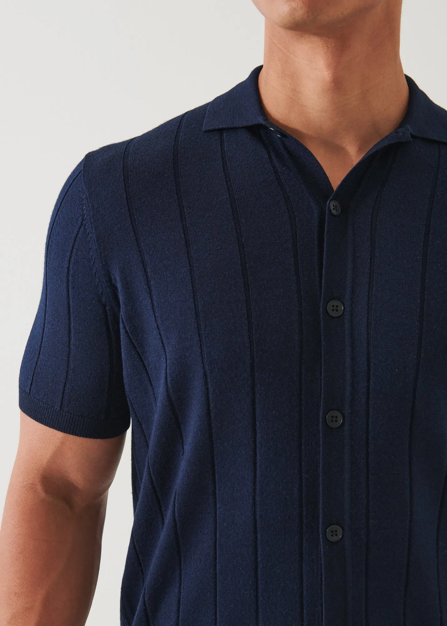 MERINO WOOL-SILK BLEND KNIT BUTTON UP