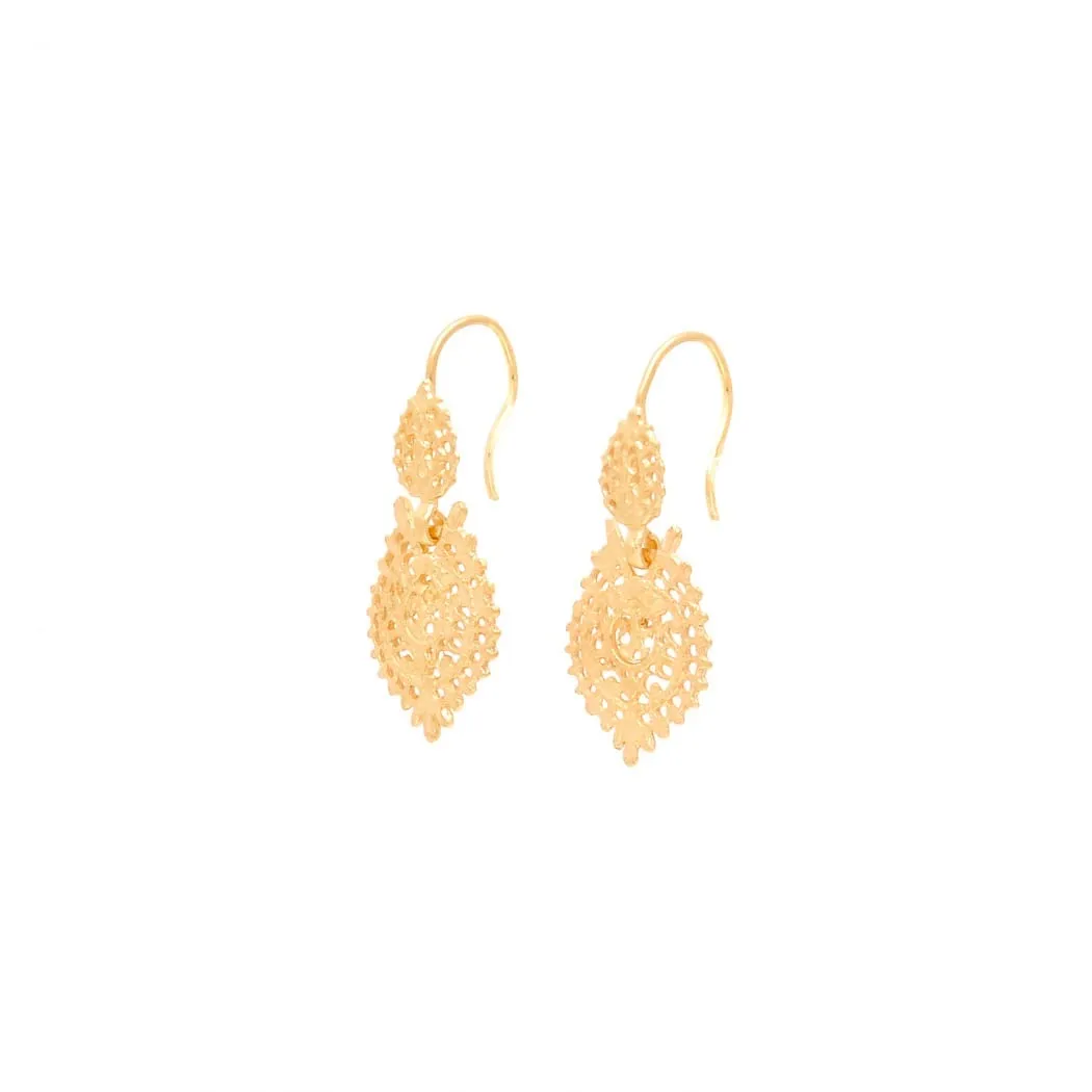 Mini Gold Plated Sterling Silver Filigree Queen Earrings