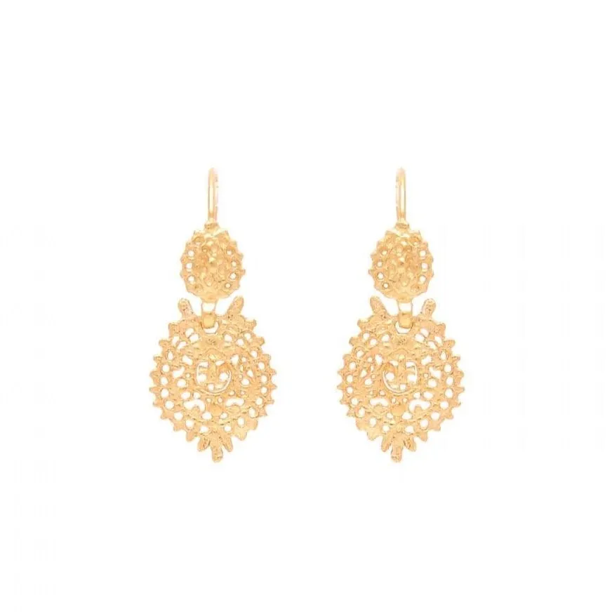 Mini Gold Plated Sterling Silver Filigree Queen Earrings