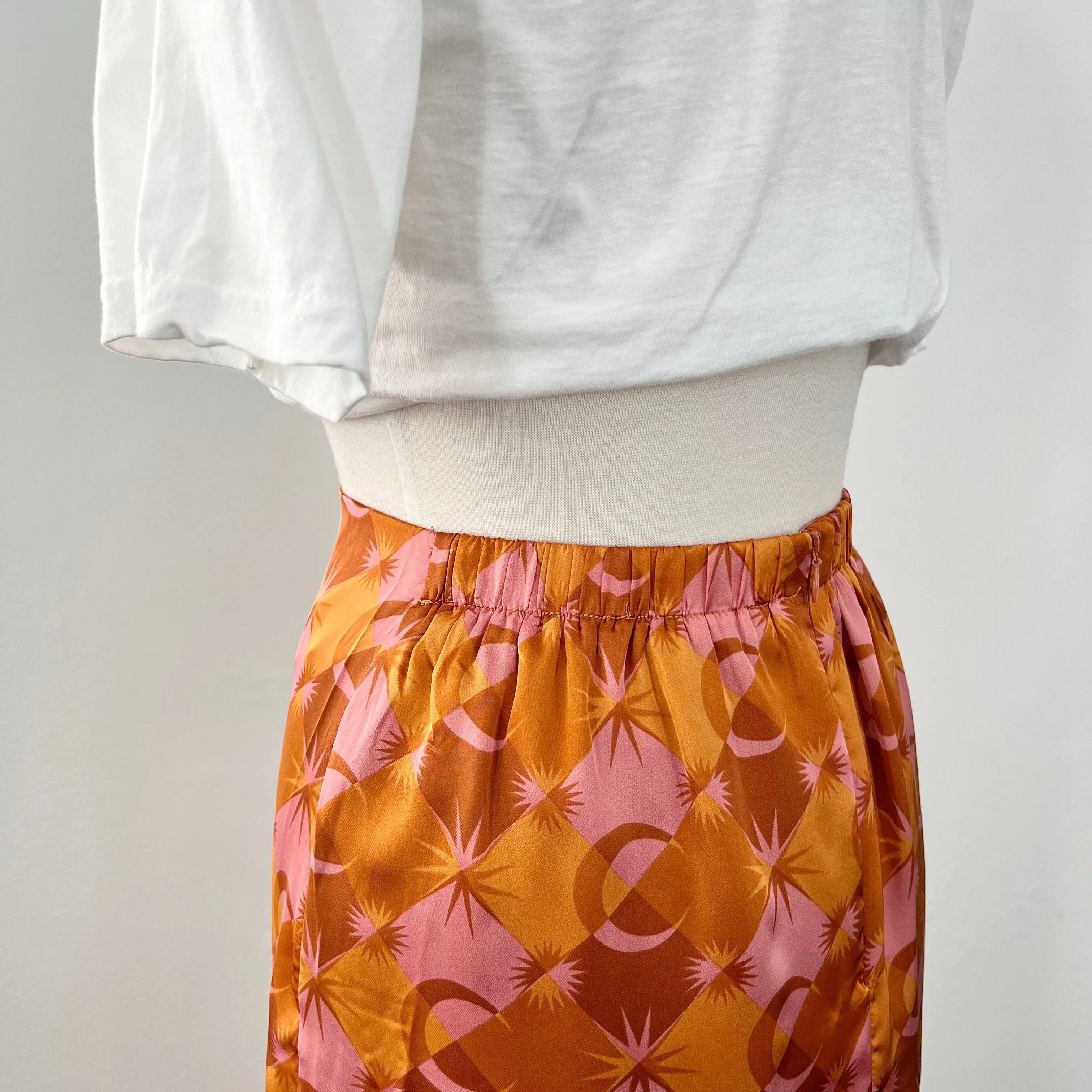 Moon & Stars Satin Midi Skirt - Sunset