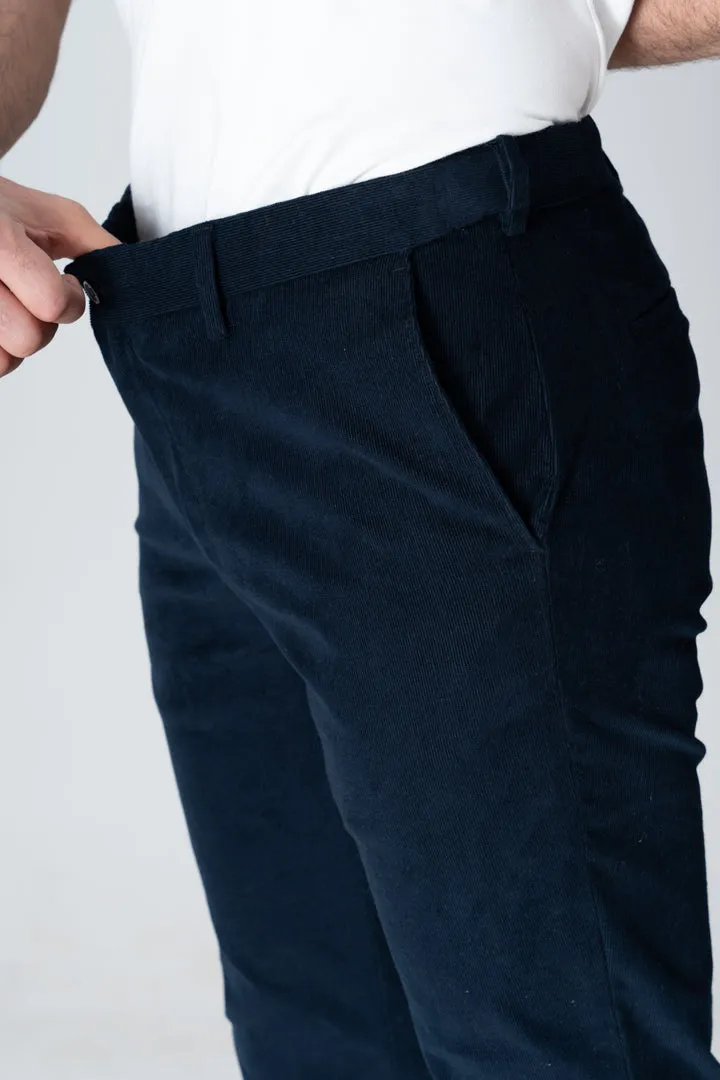 Navy Corduroy Stretch Pants