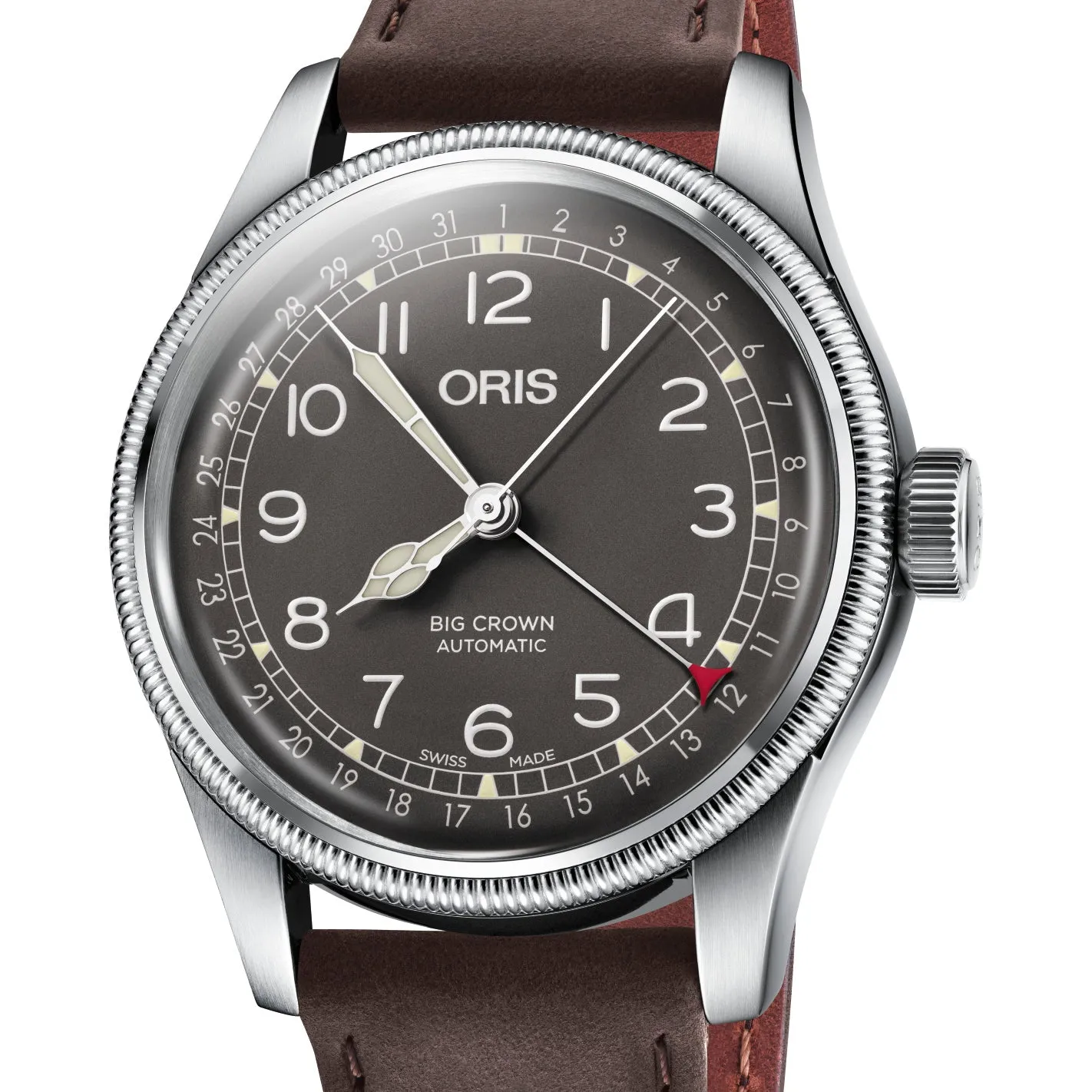 Oris Big Crown Pointer Date Black Dial 40mm Steel & Brown Leather Watch