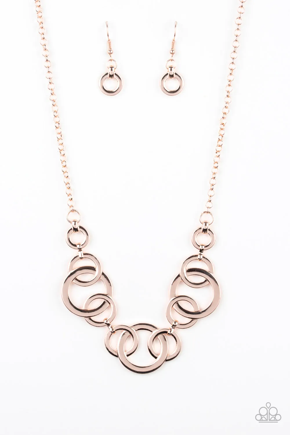 Paparazzi Going In Circles - Rose Gold Dainty Necklace