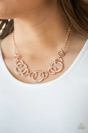 Paparazzi Going In Circles - Rose Gold Dainty Necklace