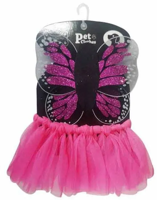 Pawpatu Fuschia Butterfly Pet Costume, Tutu/Wing Set