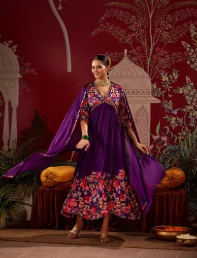 Purple Cotton Designer Heavy Embroidered Salwar Suit Set