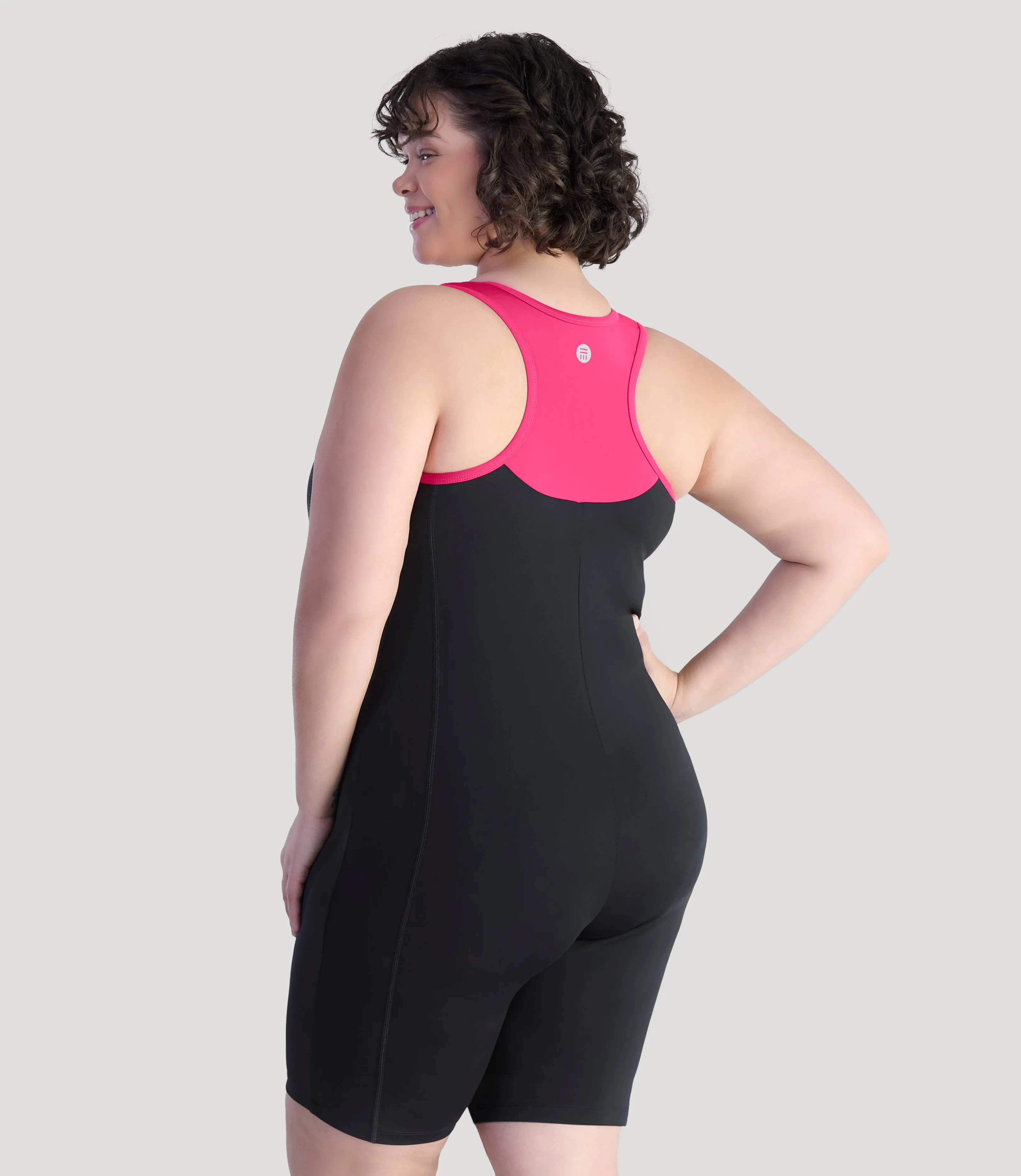 QuikEnergy Racerback Zip Front Aquatard Lotus Pink Black