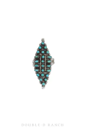 Ring, Cluster, Turquoise, Zuni Snake Eye, Hallmark, Vintage, 1430