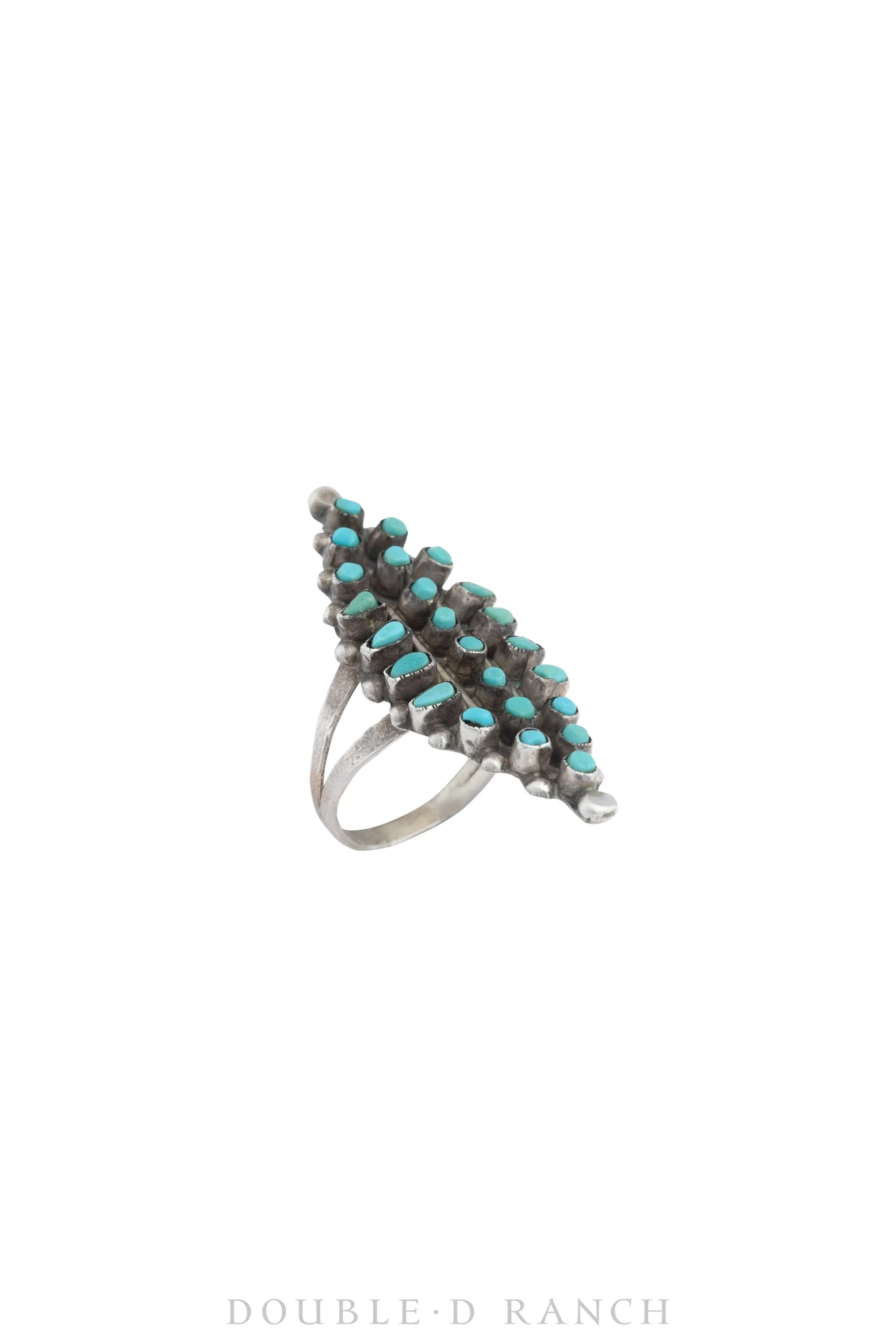 Ring, Cluster, Turquoise, Zuni Snake Eye, Hallmark, Vintage, 1430