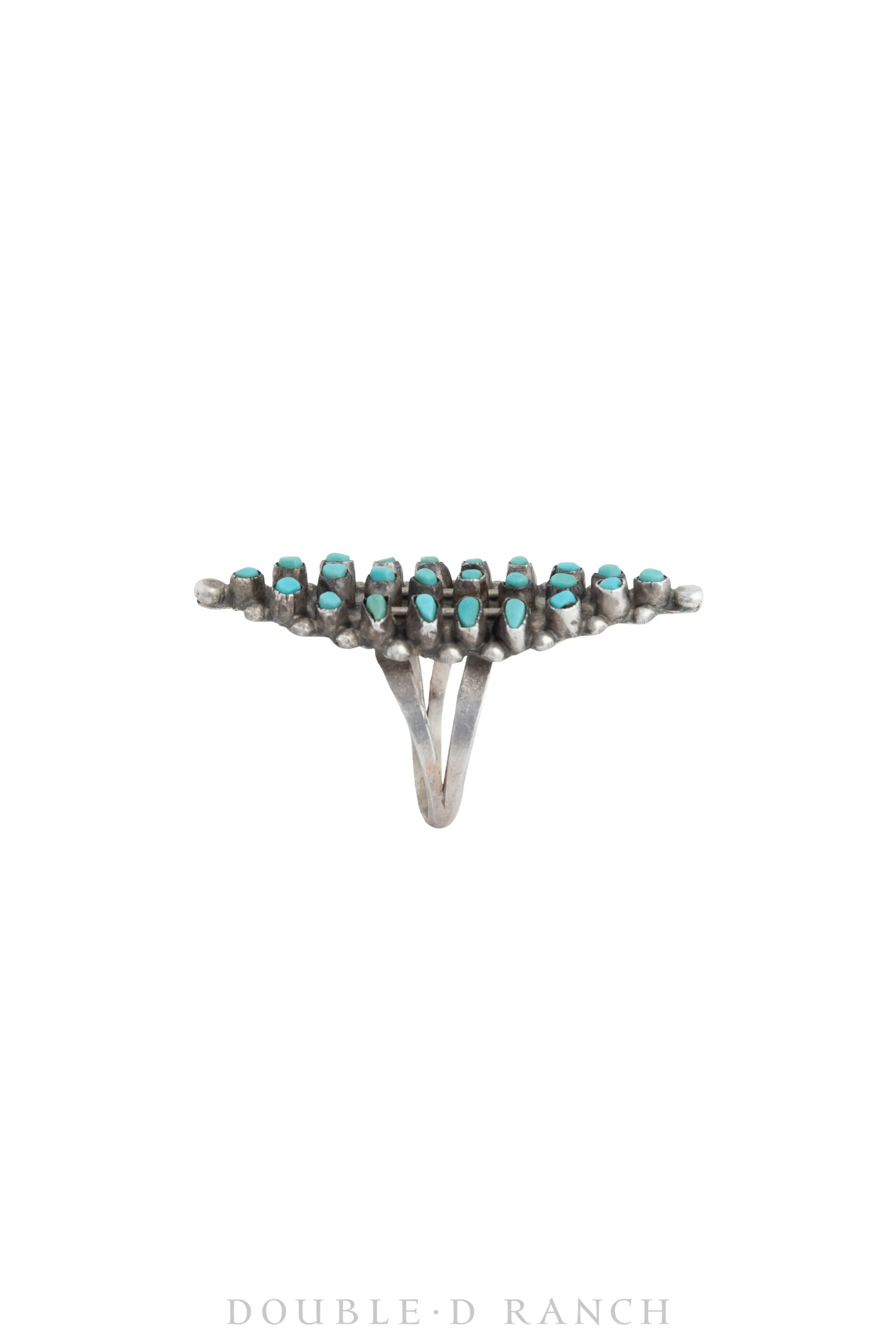 Ring, Cluster, Turquoise, Zuni Snake Eye, Hallmark, Vintage, 1430