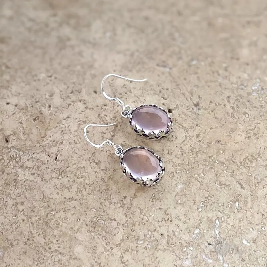 Rose Quartz Pendant & Earring Set - Lace