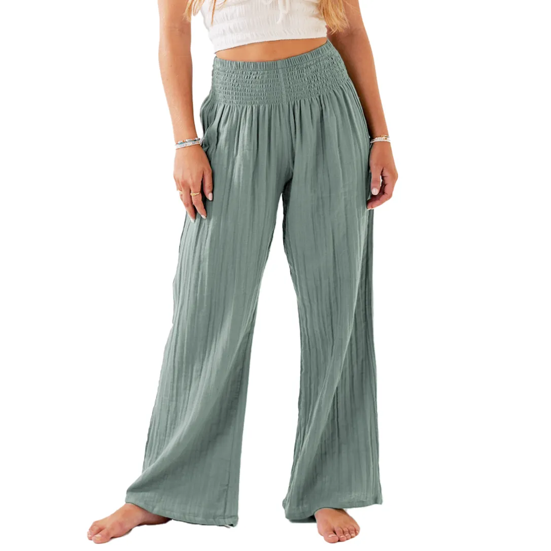 Sage Wide Leg Cotton Pants