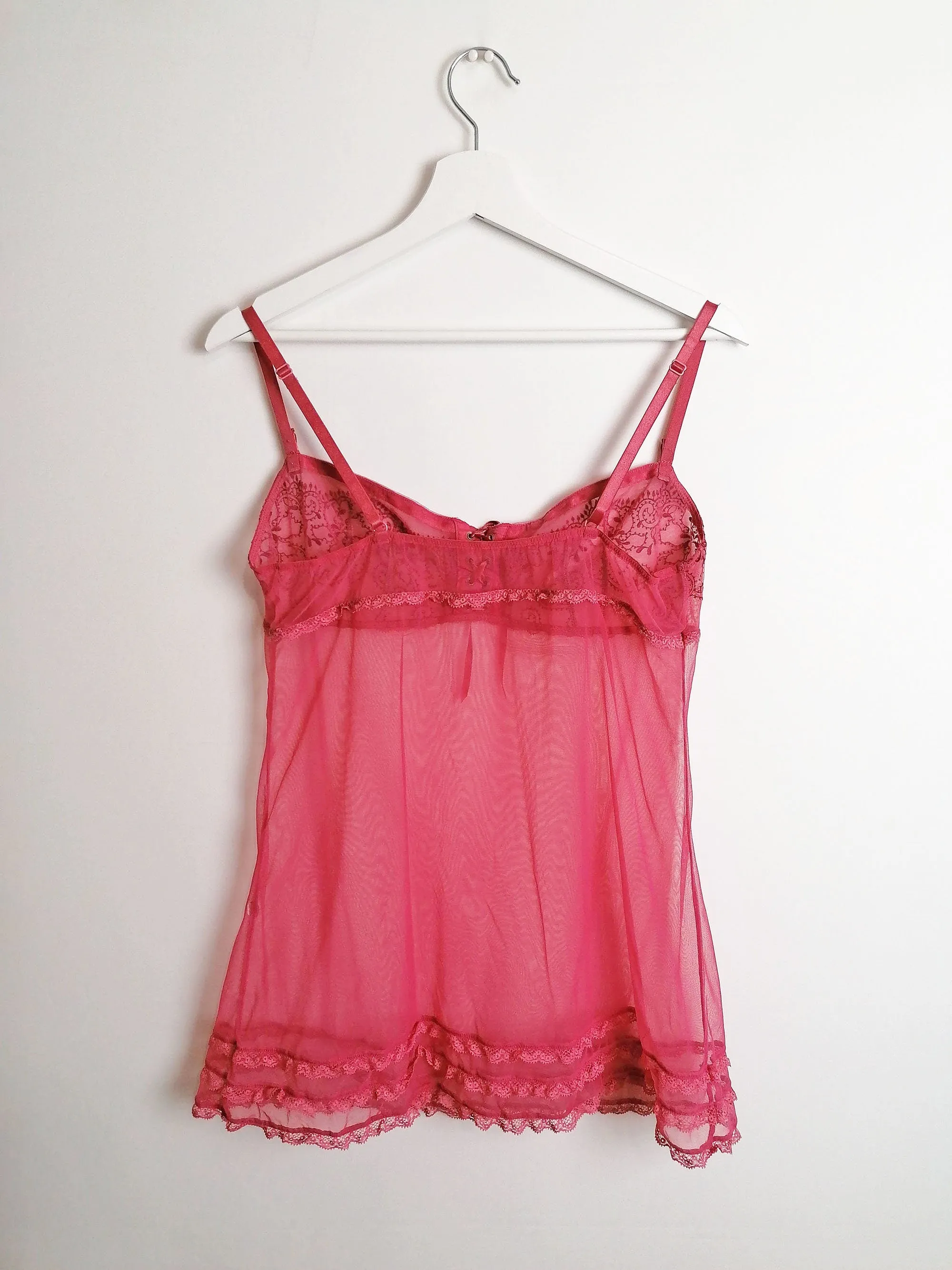 Sheer Pink Babydoll Cami Tulle - size L