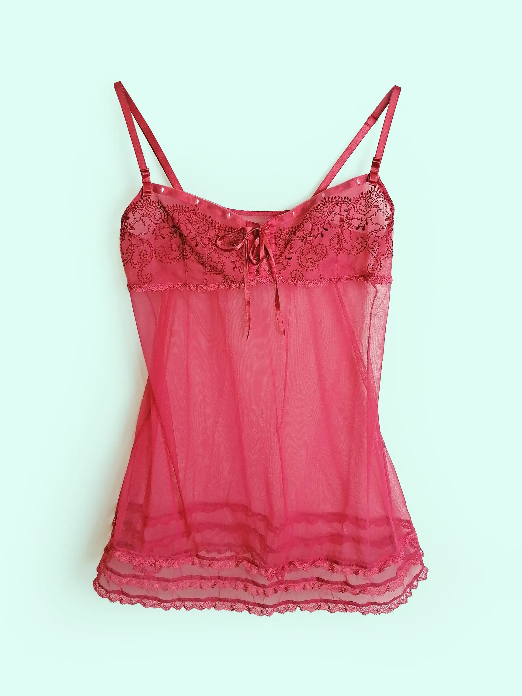 Sheer Pink Babydoll Cami Tulle - size L