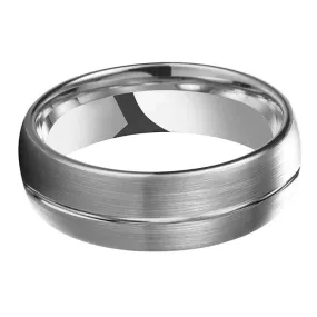 Silver Tungsten Ring with Off-Centre Inlay (8mm)