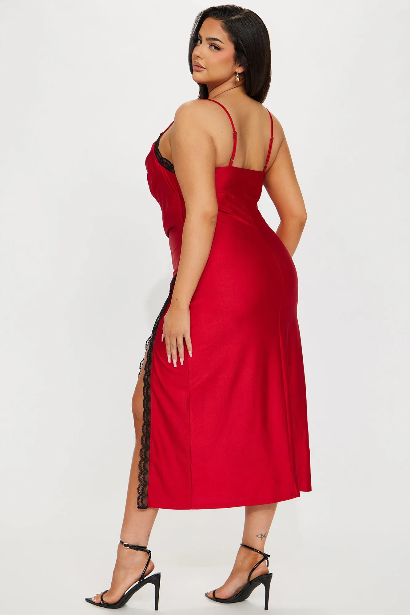 Syrah Midi Dress - Red/Black