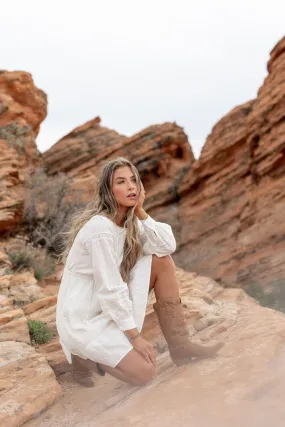 Tailee Long Sleeve Mini Dress in White