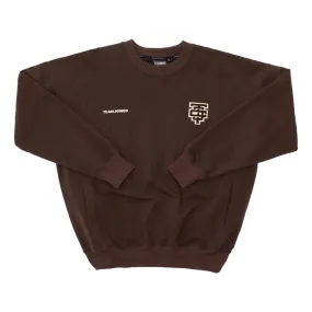 TEAMJOINED TJTC HEAVY STRETCH EMBROIDERED PATCH PULLOVER-BROWN