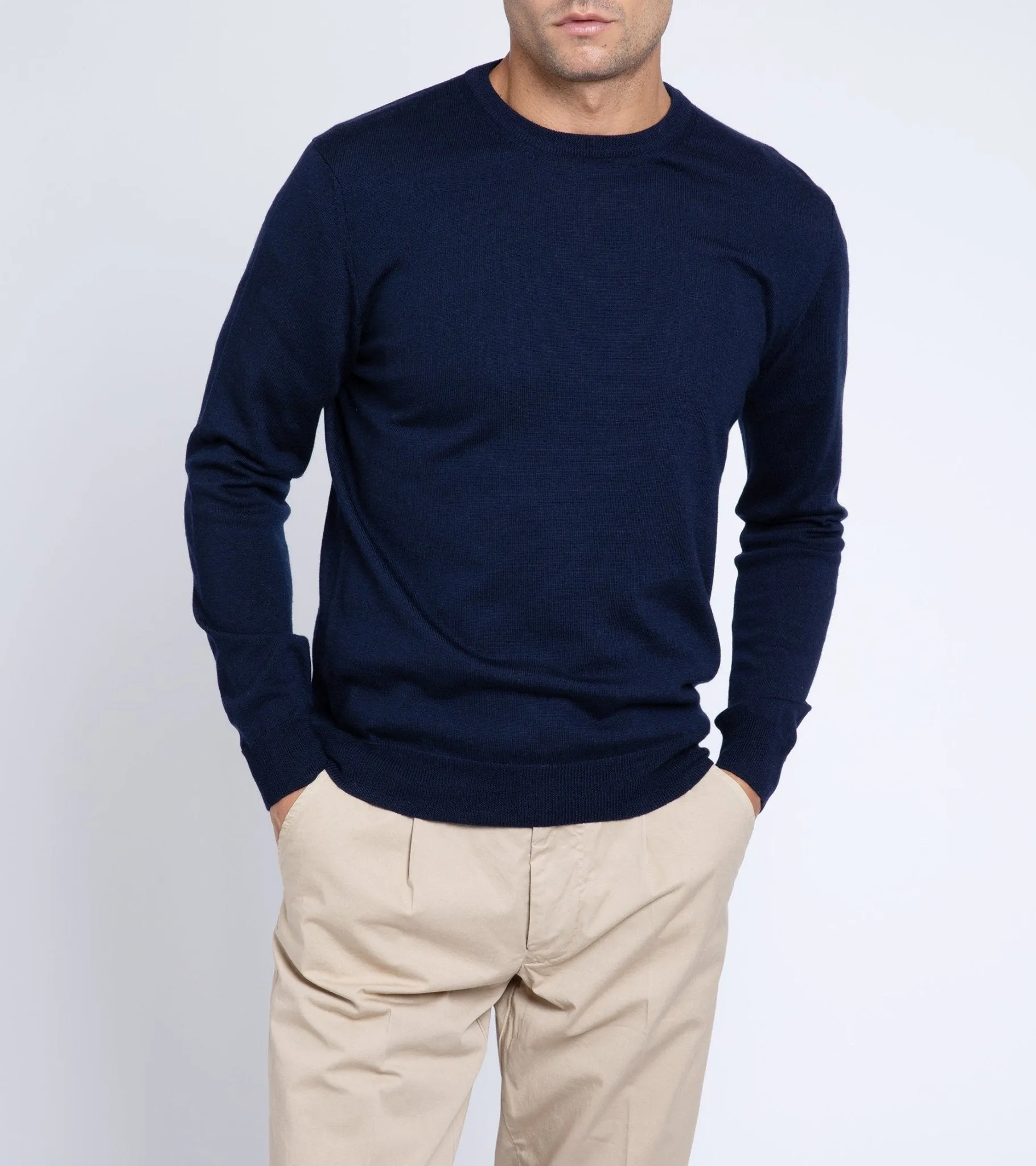 Trunk Harley Merino Crew Neck Sweater: Navy